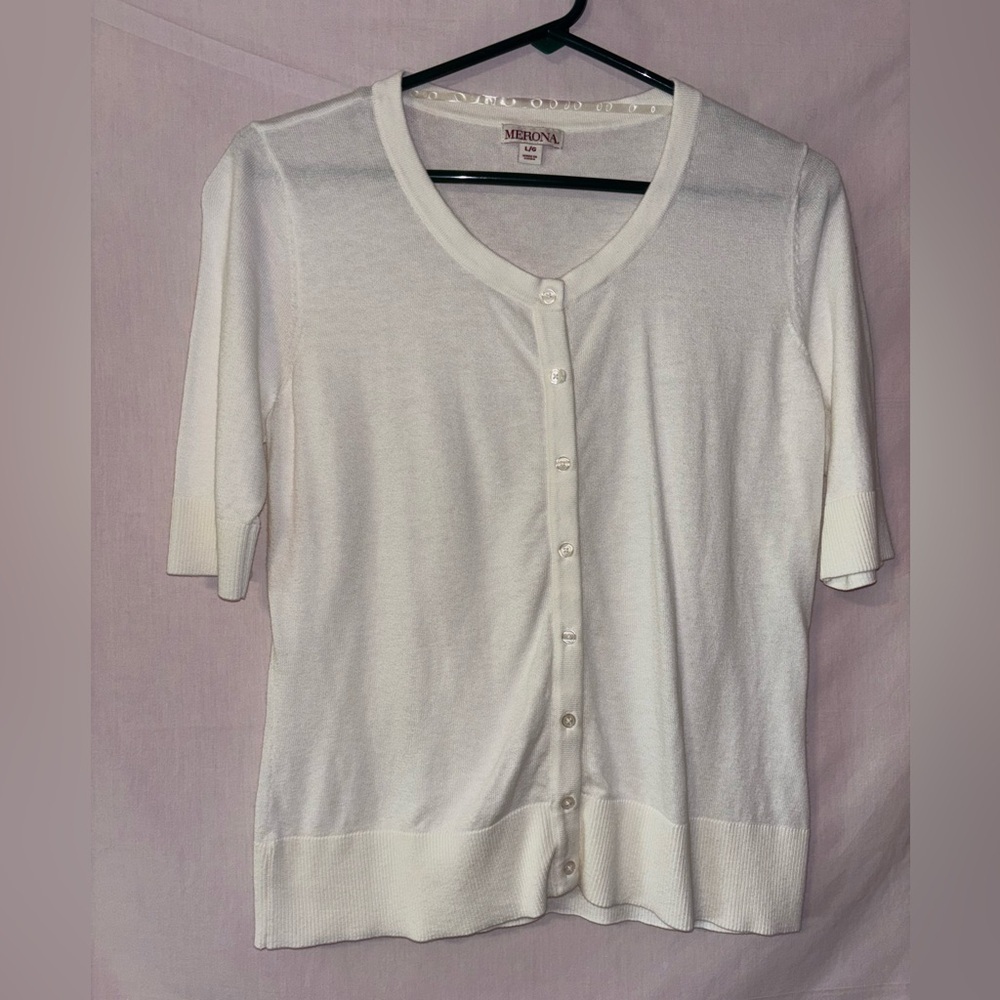 Merona Women's White Button Down Lightweight Sweater